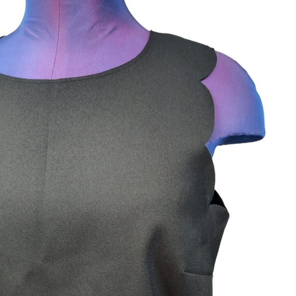 J. Crew Black Sheath Dress Scalloped Hems Size 8 Women's - Picture 2 of 9